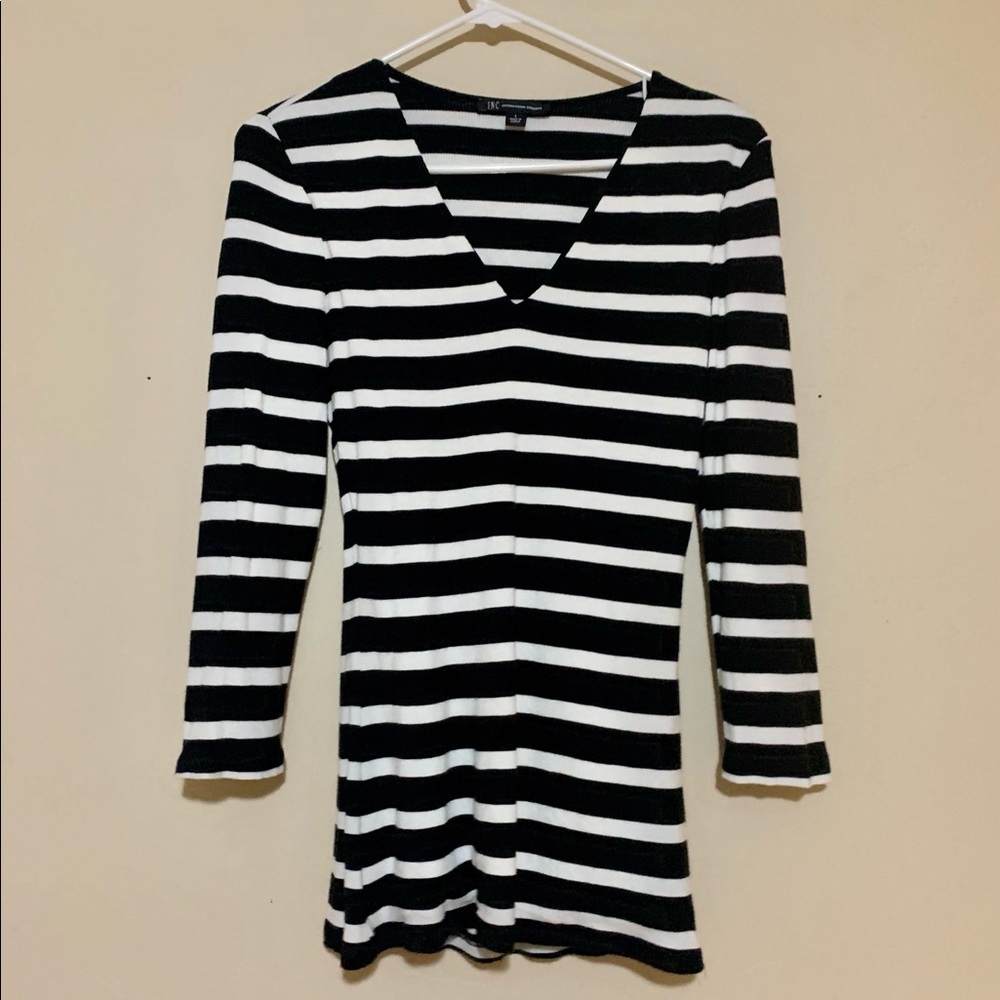INC Black/White Striped Shirt - Large